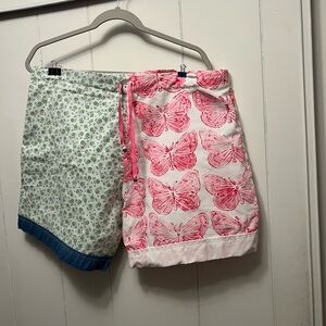 Pink Butterfly and Green Floral Shorts handmade